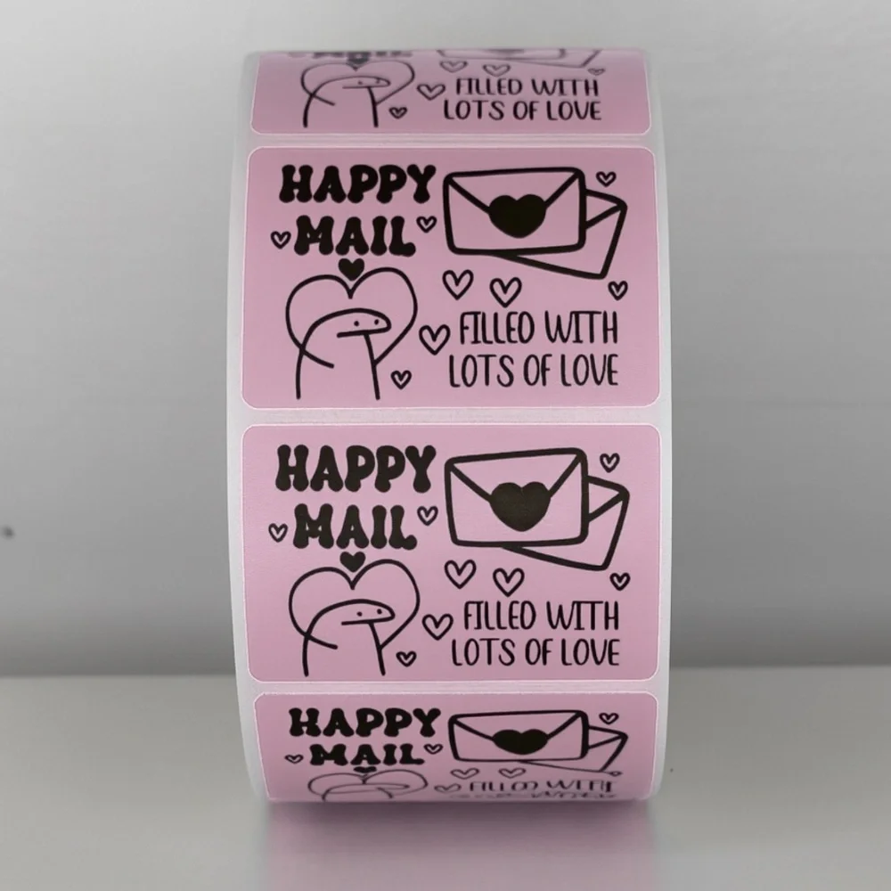 Happy Mail Stickers Filled With Love | Mint Cute Packaging Labels Heart